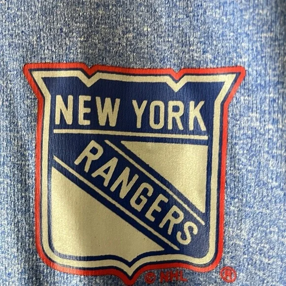 EUC RANGERS Blue and Gray New York Quarter-Zip Pullover W/Long Sleeves Collar - Picture 6 of 9